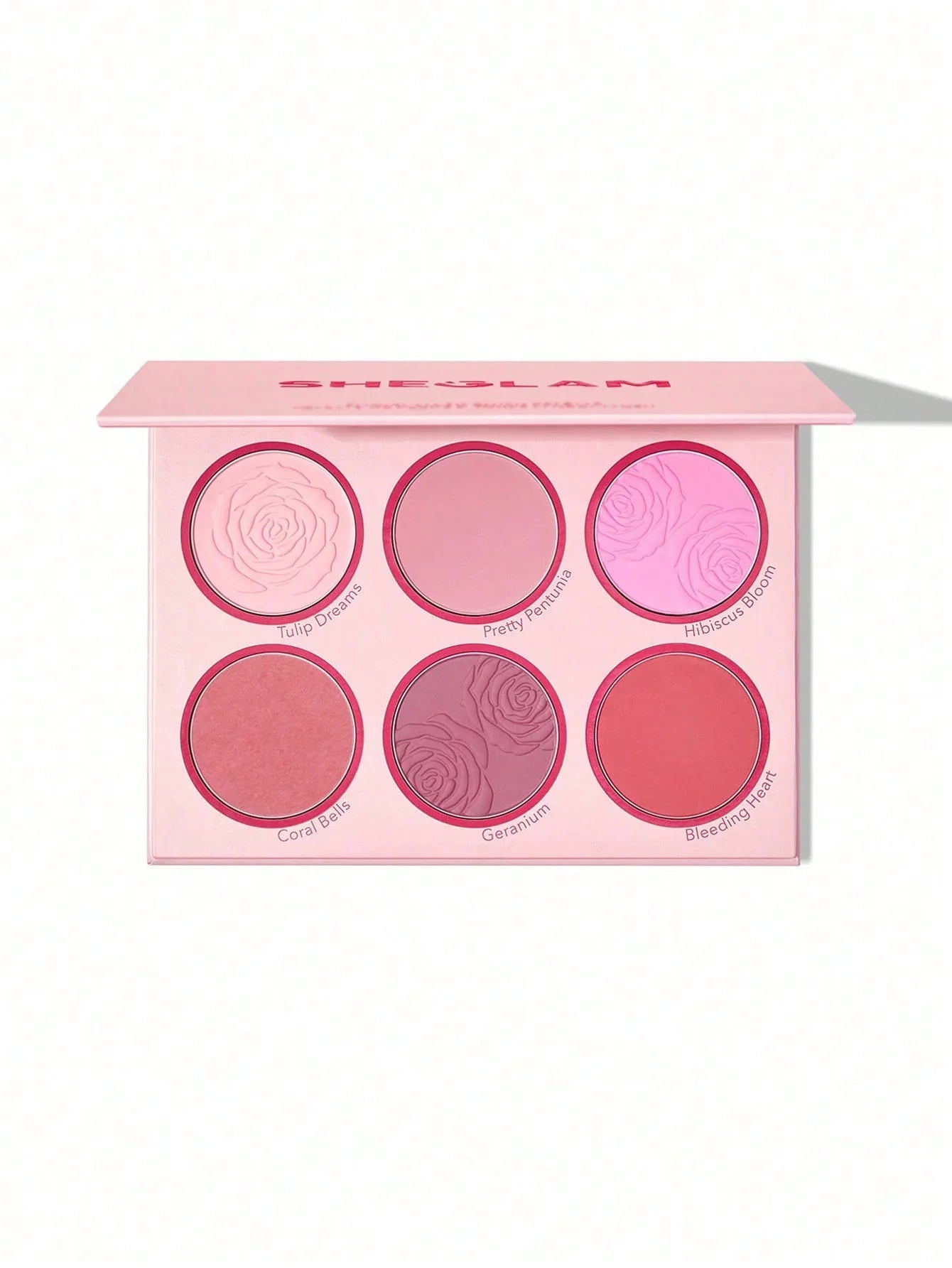Sheglam 6-Pan Blush Palette with Rose-Embossed Shades in Pink & Coral Tones
