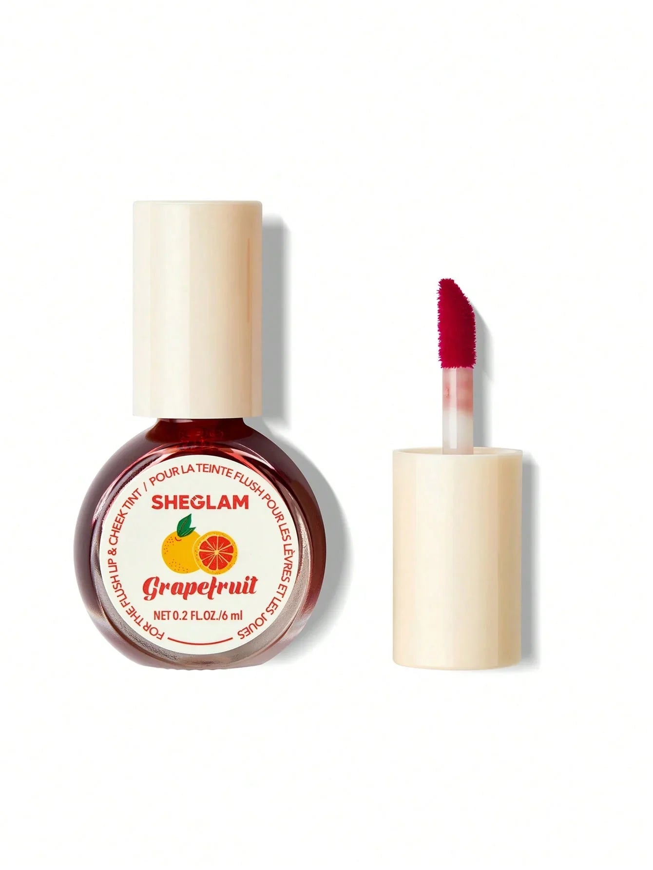 Sheglam Grapefruit lip and cheek tint with applicator, vibrant red color for natural flush