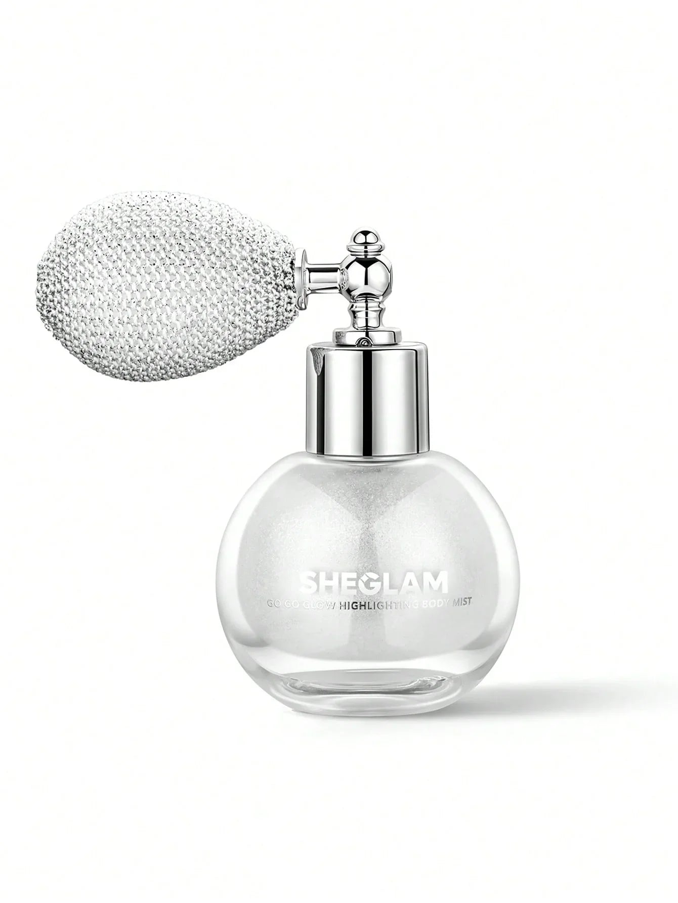 Sheglam Go Go Glow Highlighting Body Mist with shimmer spray, luxury cosmetic for radiant skin glow