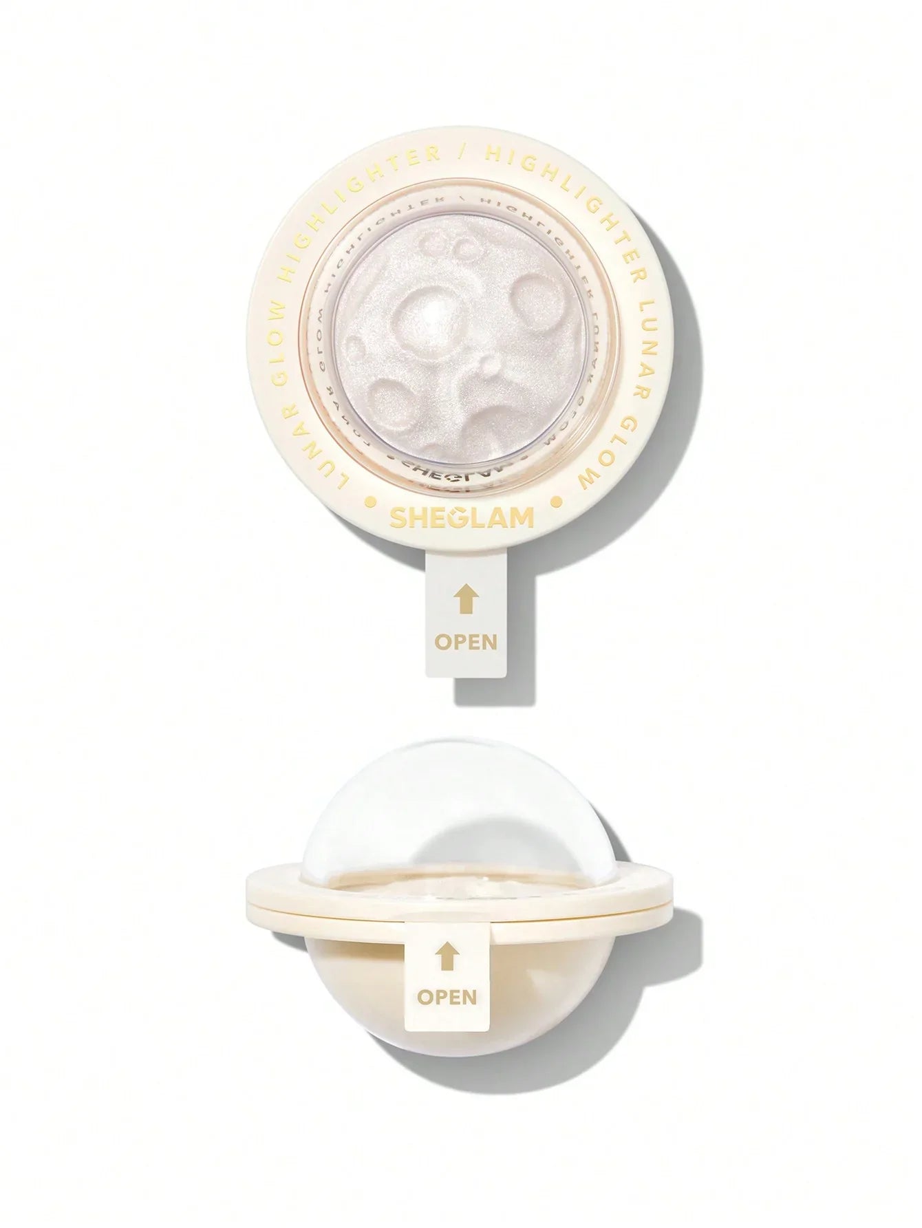 Sheglam Lunar Glow Highlighter with iridescent finish and planet-inspired design