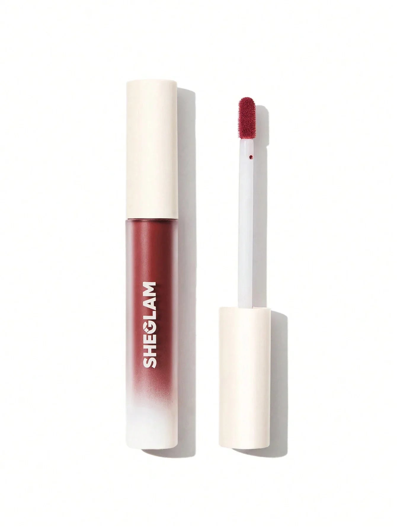 Sheglam matte liquid lipstick with applicator, deep red shade for bold lip makeup