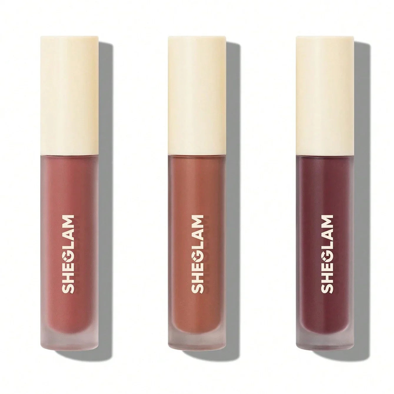 Sheglam liquid lipsticks in three matte shades, perfect for everyday wear and bold looks.