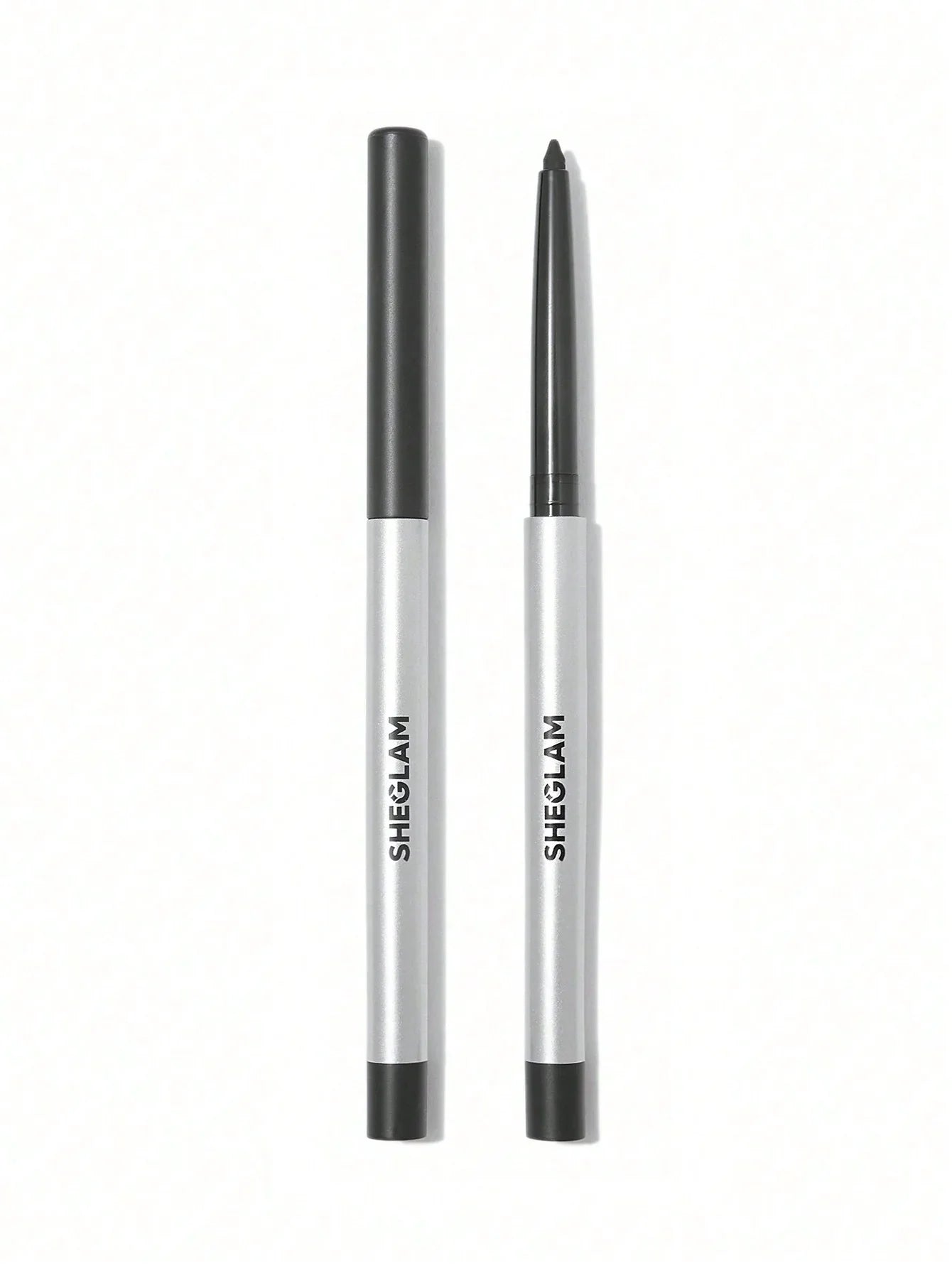 SHEGLAM black eyeliner pencil with cap, sleek silver and black design for precise eye makeup