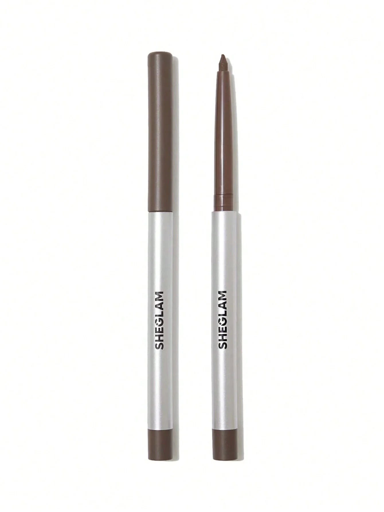 SHEGLAM brown eyeliner pencil with cap, sleek silver and matte brown design for precise eye makeup