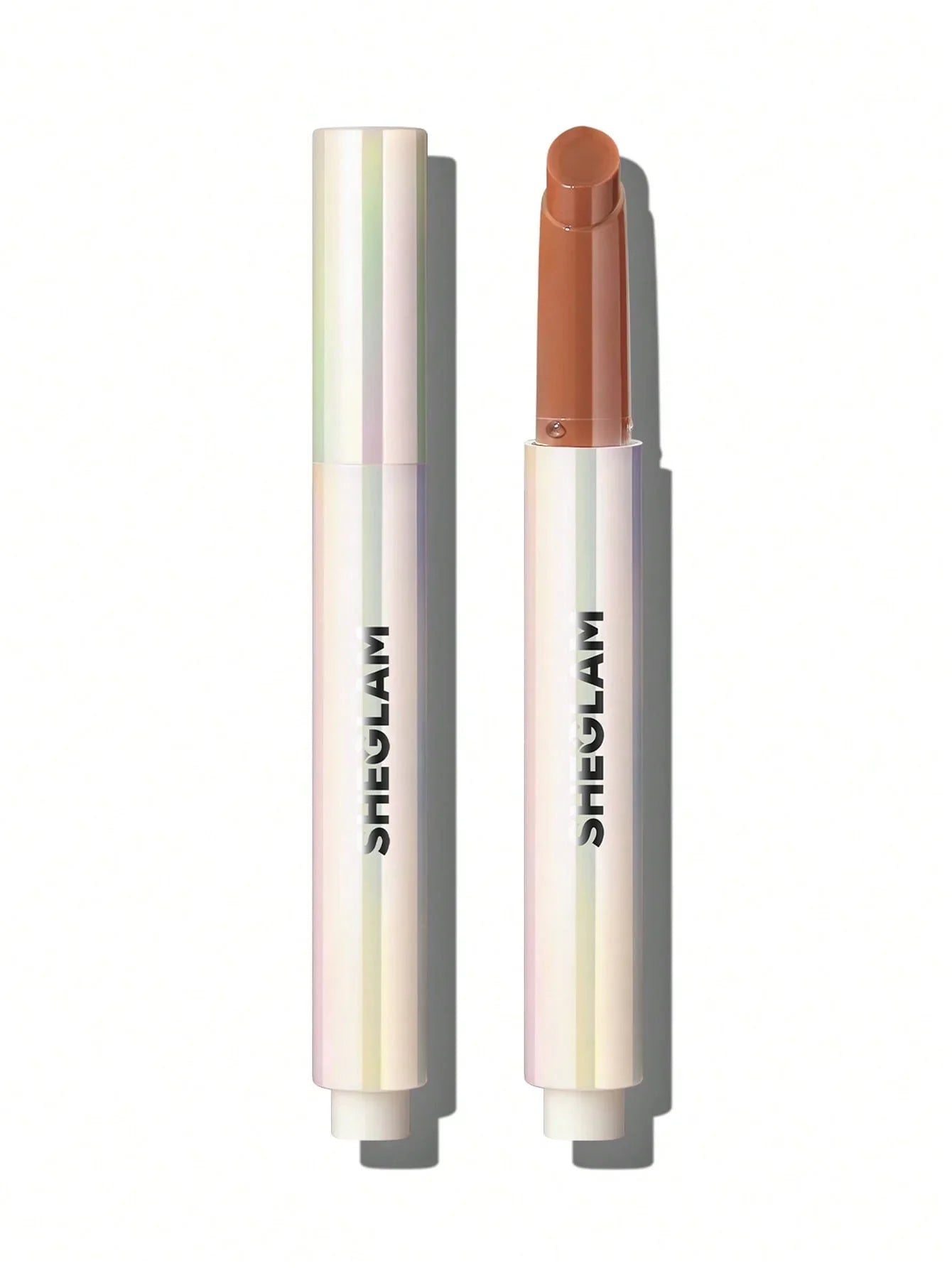 Sheglam matte lip crayon in warm brown shade, sleek iridescent tube, beauty makeup product