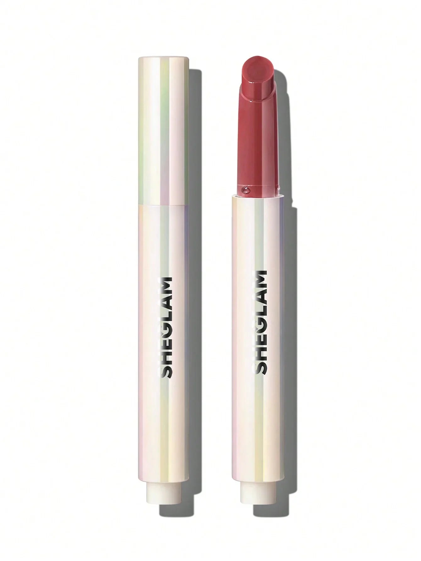 Sheglam matte lipstick in rosy shade with iridescent tube, perfect for everyday makeup looks