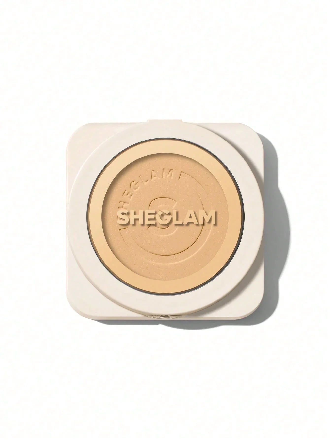 SHEGLAM pressed powder compact, beige tone, minimalist design for flawless makeup finish