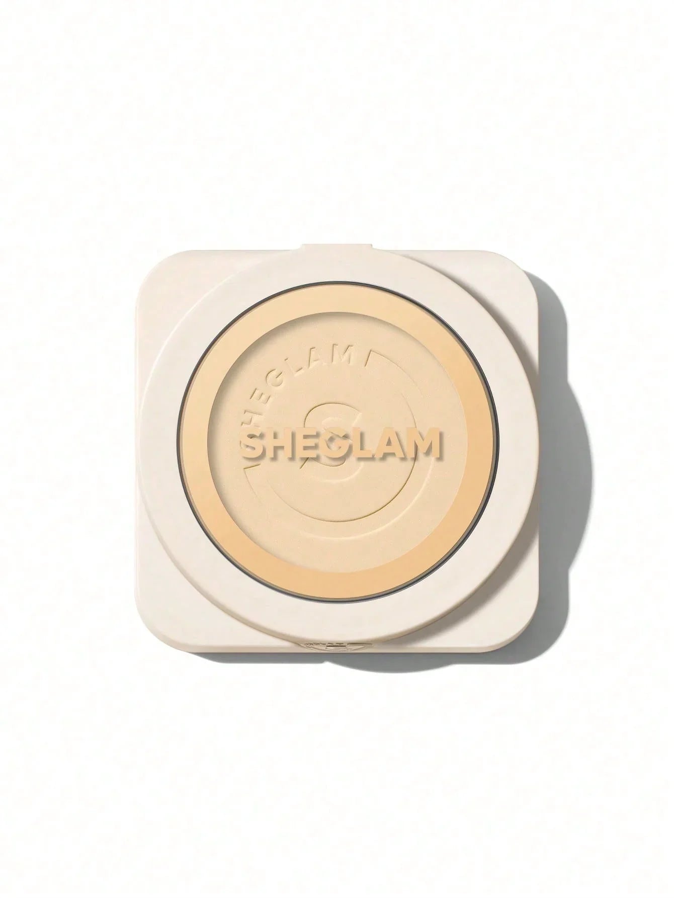 Sheglam pressed powder compact with embossed logo, beauty makeup product