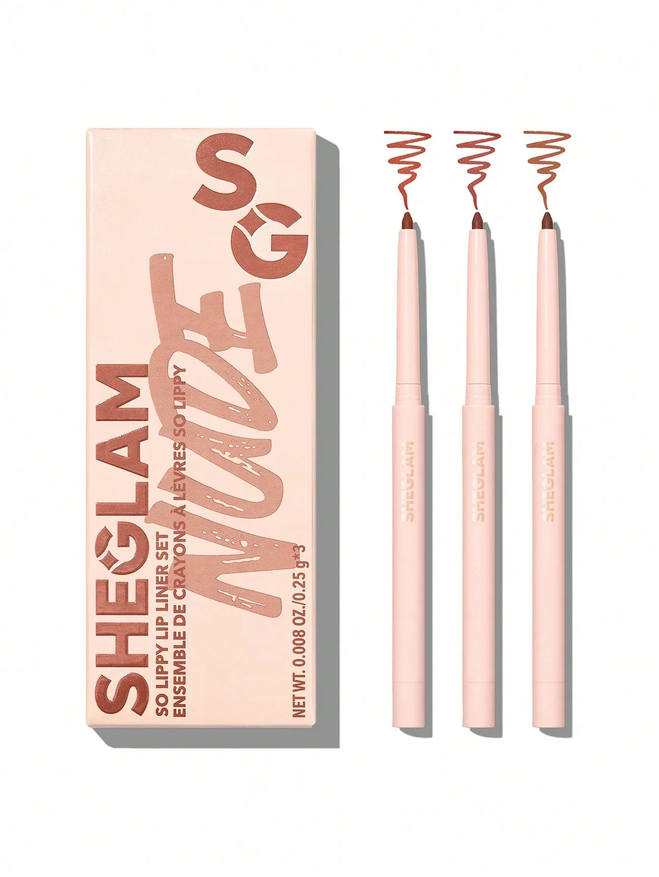 Sheglam Nude So Lippy Lip Liner Set with three nude shades, perfect for defining lips with precision.