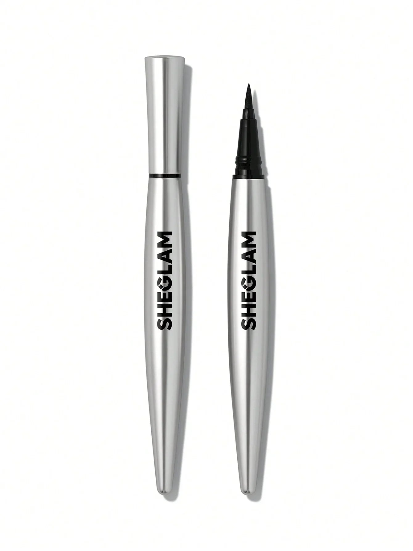 SHEGLAM liquid eyeliner with fine tip, sleek silver packaging for precise eye makeup application