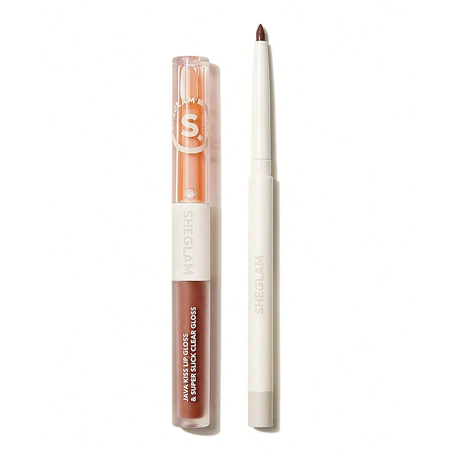 Sheglam Java Kiss Lip Gloss & Super Slick Clear Gloss with matching lip liner, beauty cosmetics