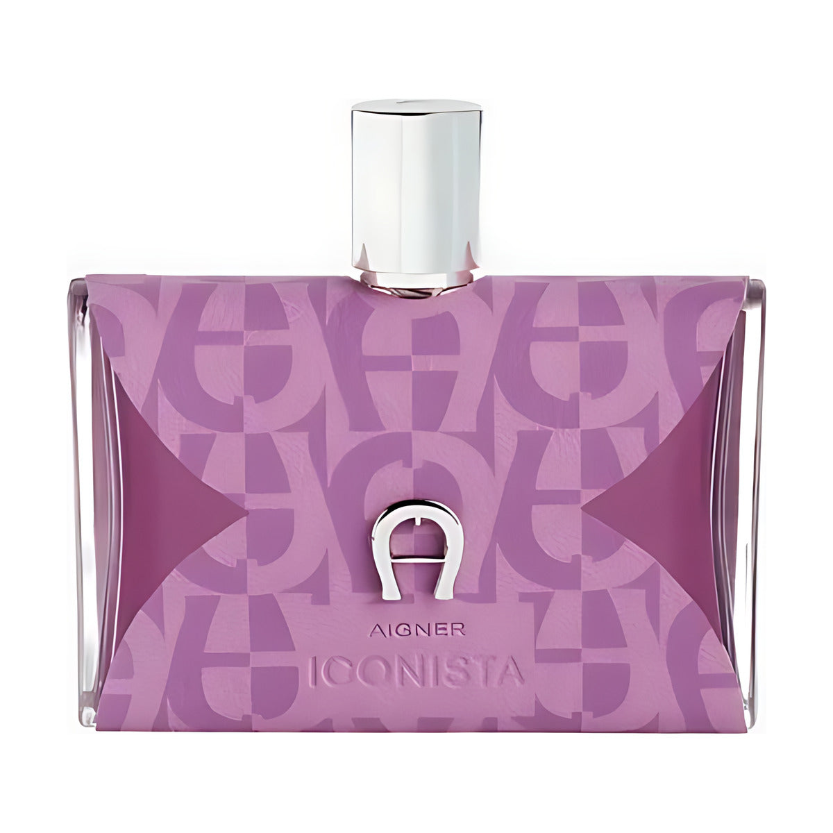 Aigner Iconista perfume bottle with purple patterned design and silver cap, luxury fragrance for women
