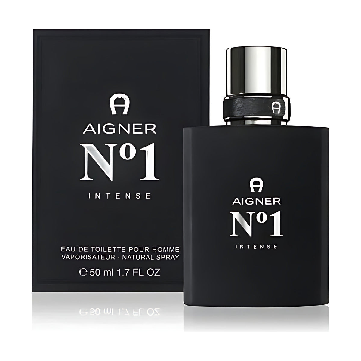 Aigner No 1 Intense Eau de Toilette for Men, 50ml black bottle with sleek silver cap, luxury fragrance