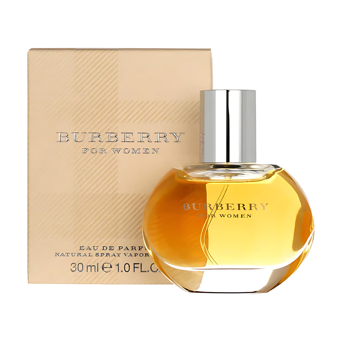 Burberry For Women Eau de Parfum 30ml bottle with signature check box, luxury fragrance for ladies