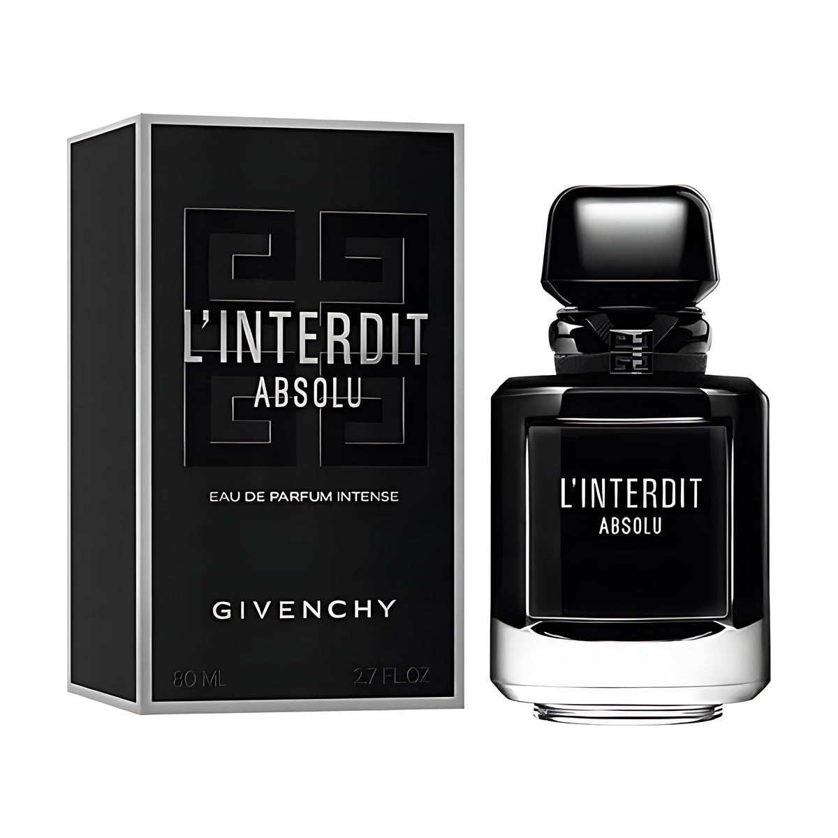 Givenchy L'Interdit Absolu Eau de Parfum Intense 80ml bottle and box, luxury fragrance for women
