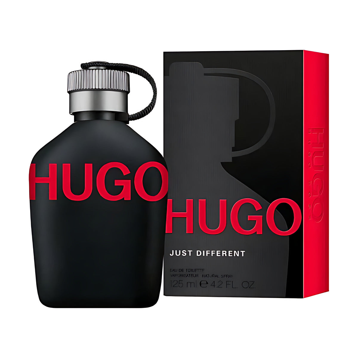 Hugo Just Different Eau de Toilette 125ml bottle with black and red packaging