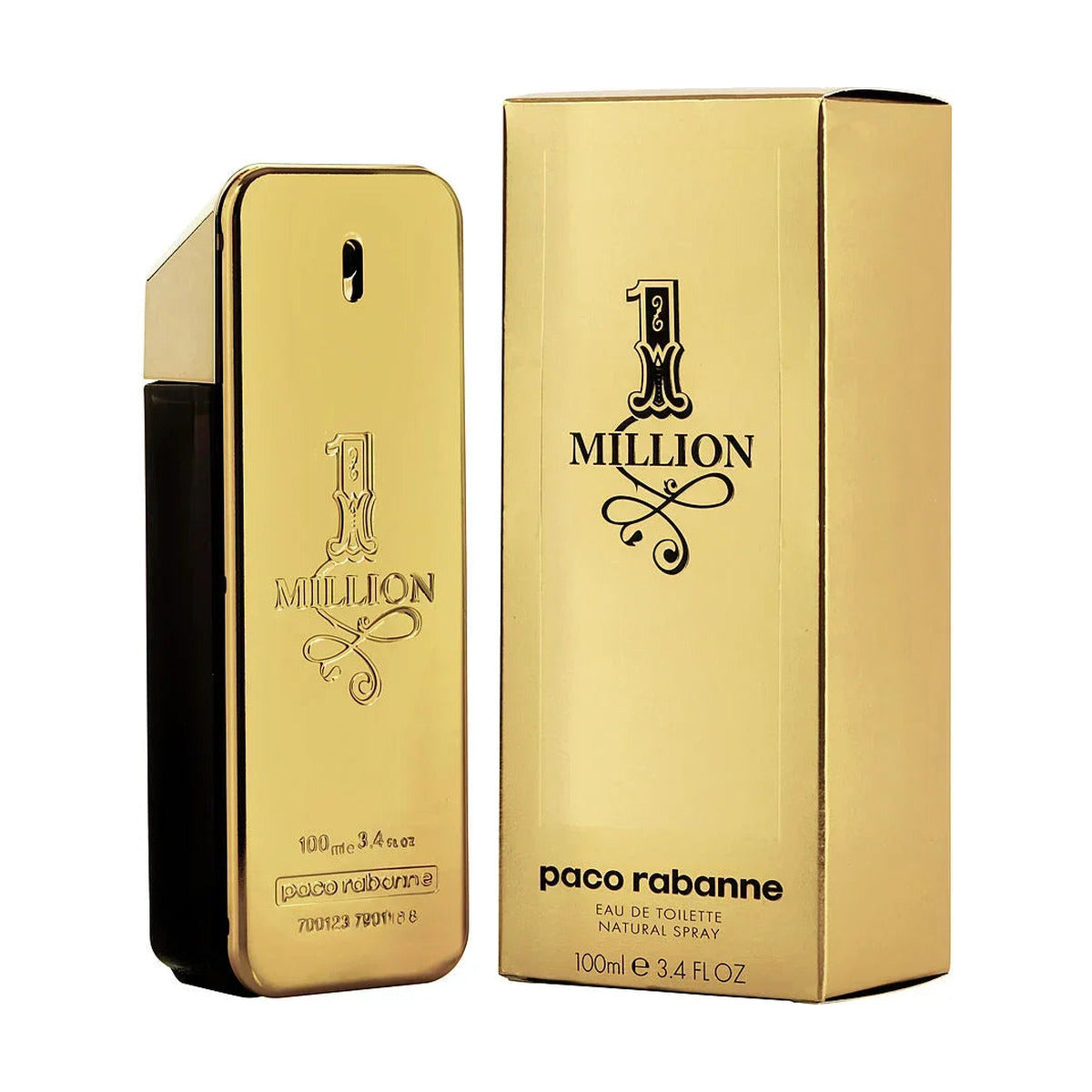 Paco Rabanne 1 Million Eau de Toilette 100ml gold bottle and box, luxury men's fragrance