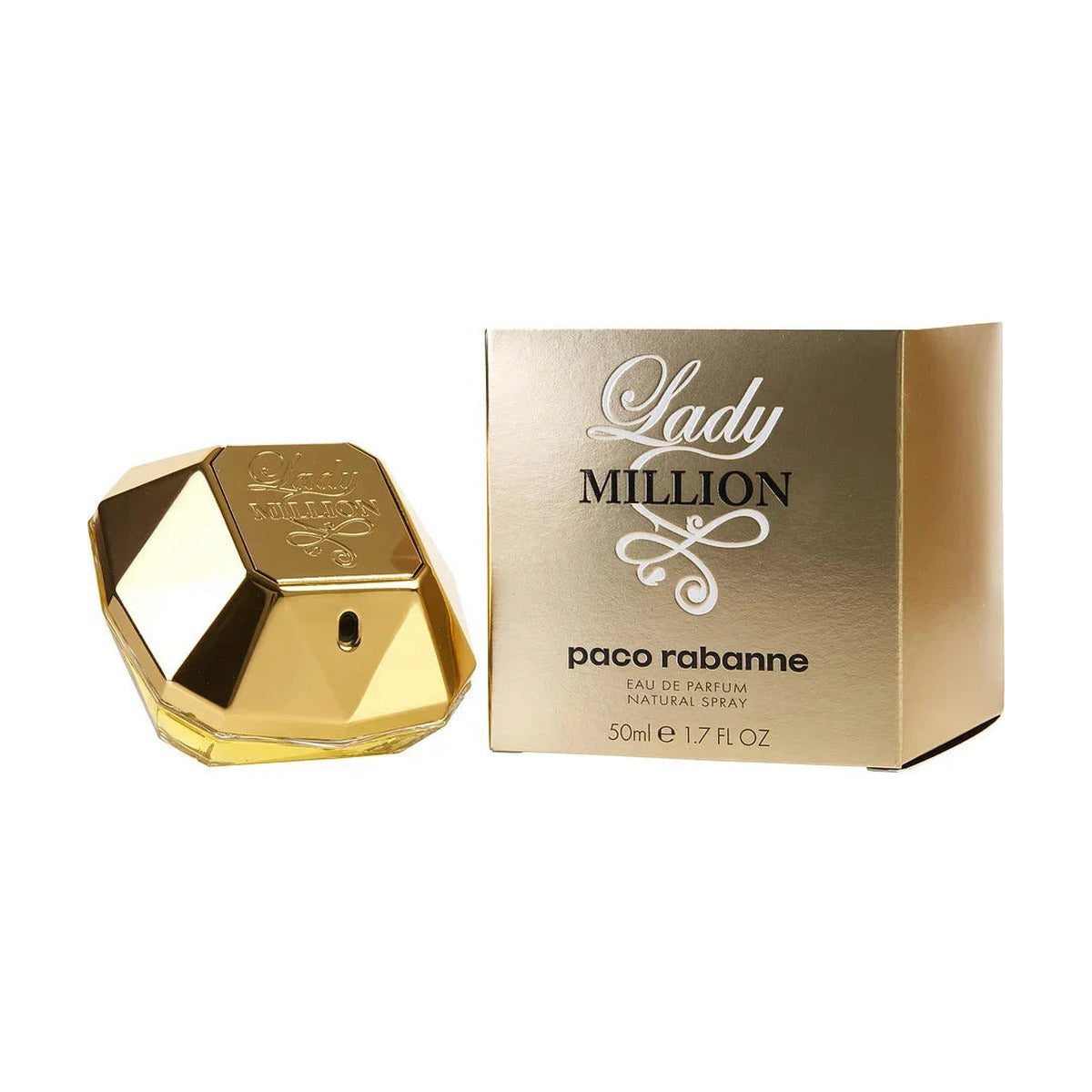 Paco Rabanne Lady Million Eau de Parfum 50ml gold bottle and box