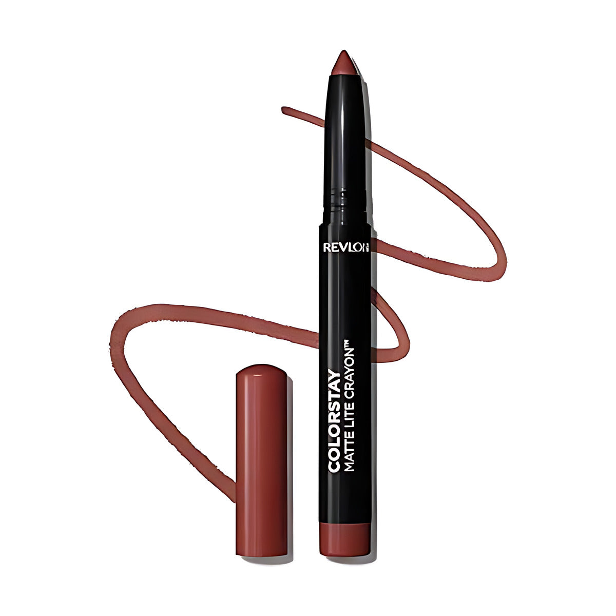 Revlon ColorStay Matte Lite Crayon lip pencil in warm brown shade with swatch